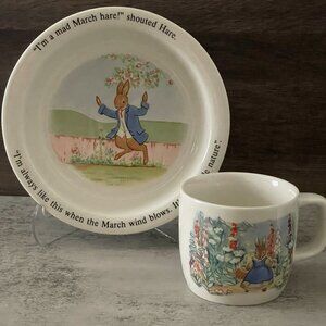 Adams1985 Children's Little Grey Rabbit & Friends Ironstone Porringer Mug Set
